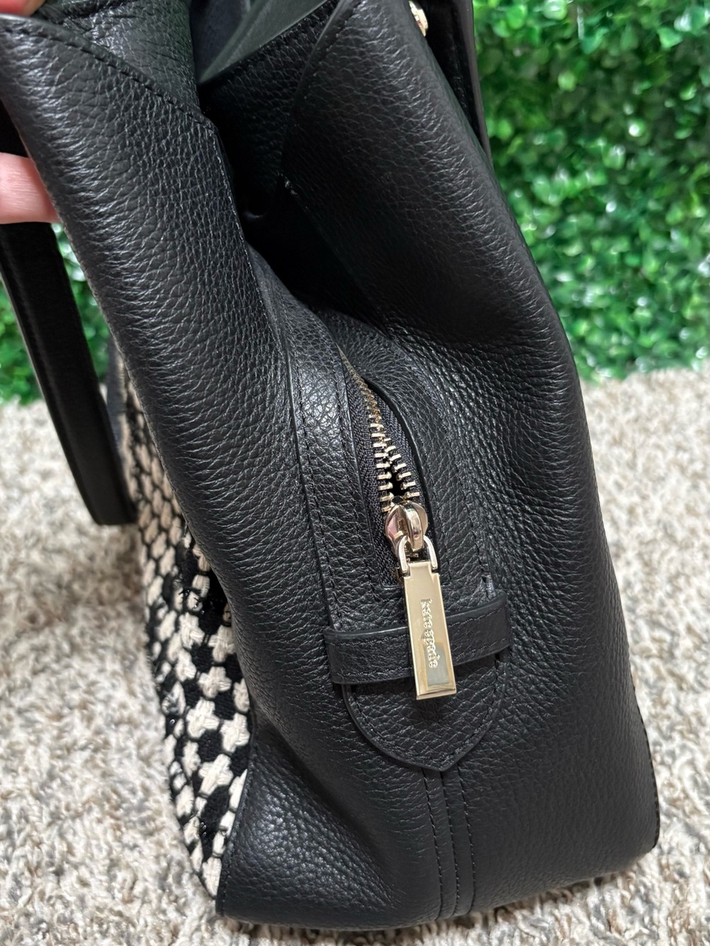 kate spade Black and White Houndstooth Shoulder Bag with Black Trim - Picture 9 of 9